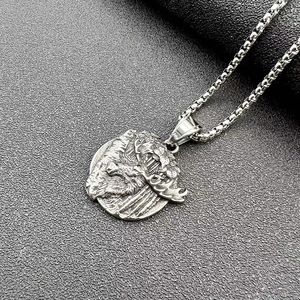 Collier Pendentif Tête d'Élan Viking en Acier Titane pour Homme, Design Animal Vintage, Style Punk Urbain, Charme Nordique Odin, Chaîne de 3mm - Product Image 2