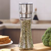 Moulin à poivre manuel en verre avec couvercle en acier inoxydable, pot à condiments, fabricant en gros, 2022
