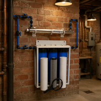 Sistem Filter Air Big Blue 3 Tahap 20 Inci High Flow, Unit Pra-Filtrasi Sedimen & Karbon untuk Seluruh Rumah, untuk Pasokan Air Bersih