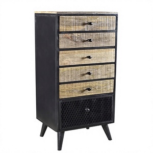 Elegante Cómoda Industrial de Madera Maciza Ensamblada, Estilo Rústico, con 5+ Cajones, Amplio Almacenamiento para Sala de Estar o Bar en Casa - Product Image 1