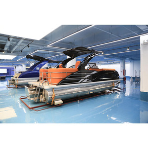 Bateau <span class=keywords><strong>ponton</strong></span> en fibre de verre et aluminium noir Triton de 22 pieds, homologué CE, avec moteur électrique et <span class=keywords><strong>remorque</strong></span>, pour la pêche et les fêtes - Product Image 6