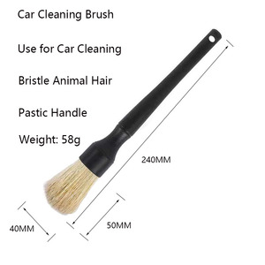 2 Pezzi Spazzole per Lavaggio Auto 100% Naturali in Crini di Maiale, Strumento Portatile per <span class=keywords><strong>Pulizia</strong></span> Interna, Cruscotto, <span class=keywords><strong>Sedili</strong></span>, Finiture Esterne - Product Image 2