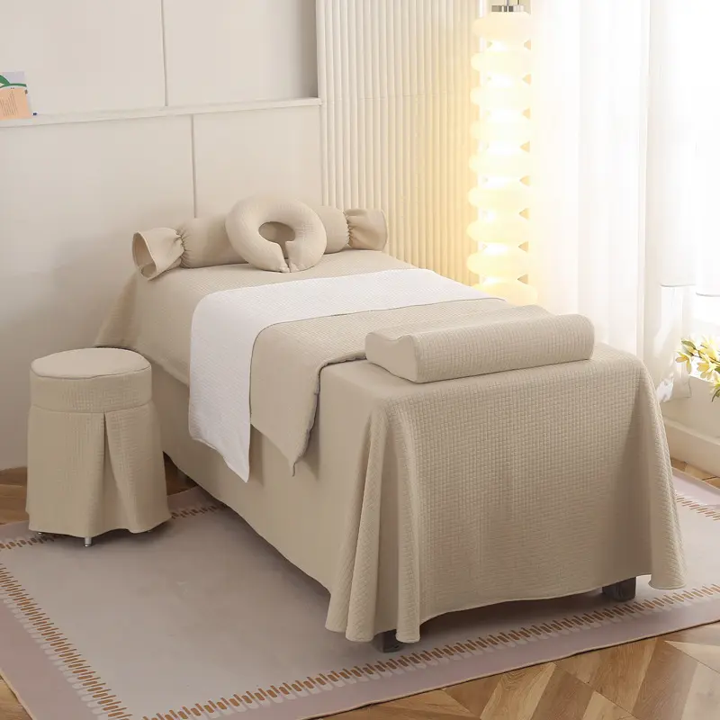 Hotel Bedding Set 7-Pieces Spa Bed Massage Table Cotton Sheets Massage Bed Sheets Spa