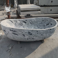 Décor de luxe Salle de bain Baignoires en marbre autoportantes Baignoire en pierre naturelle de style occidental sculptée à la main