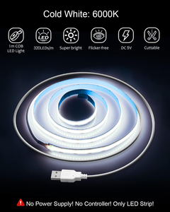 ESann Advanced Technology DC5V USB Leds/<span class=keywords><strong>M</strong></span> Hell 8mm Breite IP20 Uniform Glow Flexible COB LED-Streifen leuchten - Product Image 2