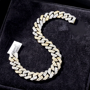 Pulsera de eslabones cubanos con moissanita de corte brillante, cadena de plata de ley 925, brazalete unisex, joyería hip-hop, gemas engastadas a mano personalizadas - Product Image 1