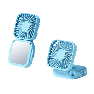 New Neck Hanging <b>Foldable</b> Fan USB Adjustable Rechargeable Cooling Fan with <b>Mirror</b> - Product Image 1