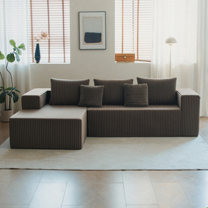 Удобные бескаркасные секционные диваны для гостиной, плюшевый вельветовый диван с комфортным шезлонгом, U-образные секционные диваны из пенопласта - Product Image 1