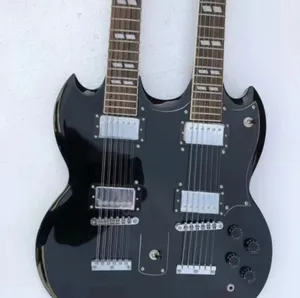 Guitarra elétrica com 12 e 6 cordas, palhetas pretas de gola dupla, guitarra yaki de alta qualidade sem marca, esp ltd