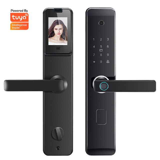 Security Digital Smart Lock for Main Door Fingerprint Tuya Wifi Smart Handle Door Lock With Camera