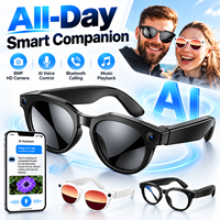 Lunettes Intelligentes IA avec Caméra 8MP, Photos 32MP, Appel Vidéo 1080P, Transfert WiFi, Activation Vocale, Traduction 10 Langues, IP66, Recharge Magnétique