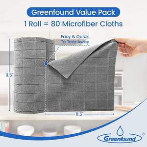 Serviettes de cuisine en microfibre douce Greenfound, rouleaux de serviettes réutilisables à déchirer, absorbantes, non rayantes, pour le nettoyage des vaisselle à la maison, 80 pièces - Product Image 2