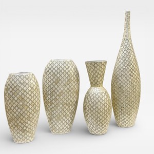 Jarrón de mesa hecho a mano con nácar, soporte decorativo para flores, artesanía de mosaico de conchas de Vietnam - Product Image 3