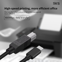 Câble d'imprimante USB C vers USB B, 480 Mbps, haute vitesse, Type-C vers USB-B mâle, cordon de scanner compatible avec les imprimantes HP, Canon, Dell