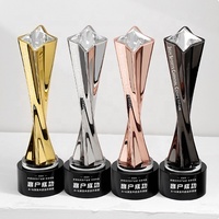 Regalos de recuerdo, trofeo de estrella de cristal, trofeo personalizado de oro, plata, cobre, cristal, diamante, trofeo grabado, premios del equipo