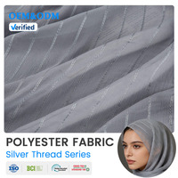 Tissu en Chiffon de Polyester Jacquard Rayé Argenté 9908, Fluide et Doux, pour Hijab et Châle Quotidien pour Femme, Service OEM