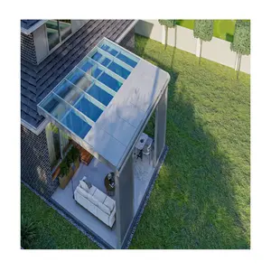 स्वचालित टेलीस्कोपिक ऐक्रेलिक छत टेलीस्कोपिक 4 सीज़न एल्यूमीनियम ग्लास सनरूम संलग्न घर पर झुकता है