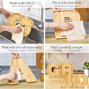 Starting Point Wooden Letter <b>Tray</b> Multifunctional Serving Platter For Home Party <b>Snacks</b> Fruit Pastry Display - Product Image 3