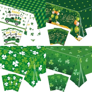 St Patricks Day Irish-themed Green <strong>Shamrock</strong> &amp; Lucky Clover Disposable Plastic Tablecloth with Printing None for Party Use - Product Image 2