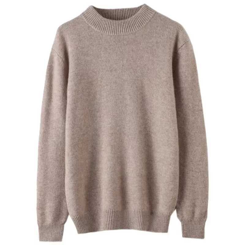 Custom 70% Wool 30% Cashmere Blend Men's Thick Crewneck Cable Knit Pullover Sweater For Men