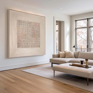 Arte Mural Minimalista Enmarcado, Texturizado en 3D, <span class=keywords><strong>Pintura</strong></span> al Óleo Hecha a Mano, Decoración de Sala de Estar, Estilo Wabi Sabi - Product Image 3