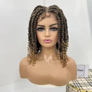 New Passion Twist Crochet Bob Wig Quality Synthetic Short Length Braided Crochet Hair Wigs for Africa Women