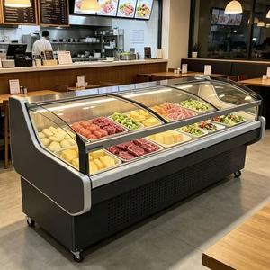 Vitrine Réfrigérée Commerciale à Refroidissement Direct Personnalisée avec Verre Courbé – Vente en Gros Usine pour <span class=keywords><strong>Boucherie</strong></span> et Supermarché - Product Image 1