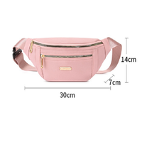 Tas Pinggang Wanita Minimalis, Tas Selempang Pinggang dengan Kantong Depan Ritsleting Ganda, Tali Bahu Lebar, Gesper Lepas Pasang, Tas Pinggang Wanita