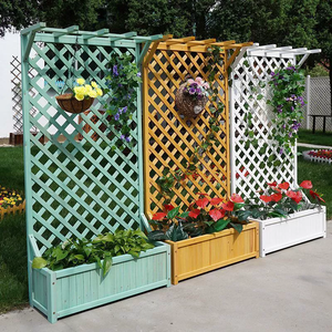 Caja de macetas de madera, enrejado de celosía de diamante, cama de jardín elevada móvil <span class=keywords><strong>para</strong></span> exteriores <span class=keywords><strong>para</strong></span> plantas <span class=keywords><strong>trepadoras</strong></span> - Product Image 2