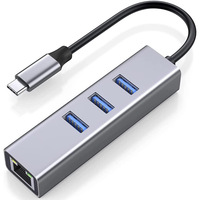 Hub USB Type-C Adaptateur réseau Gigabit Ethernet 1000M LAN RJ45 avec 3 ports USB 3.0