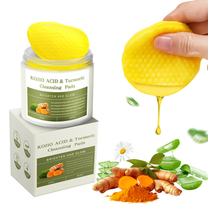 Almohadillas exfoliantes limpiadoras de Ácido Kójico y cúrcuma para manchas oscuras, almohadilla limpiadora facial desechable de algodón, almohadilla limpiadora de cúrcuma - Product Image 1