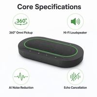 Haut-parleur de conférence USB avec microphone omnidirectionnel 360°, 48 kHz, suppression d'écho 640 ms pour salle de réunion, directement de l'usine