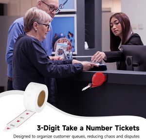 Rouleau de tickets de file d'attente déchiré - Ticket de passage de porteuse n° 2000 compatible avec l'assignateur de poste 00-99 ou 000-999 - Product Image 6