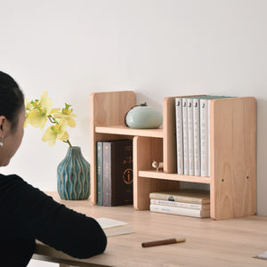 מותאם אישית מגומי עץ שולחן העבודה-3 מדף שכבה עבור סט תה/ספרים שולחן עבודה, מדף אחסון מינימליסטי - Product Image 2