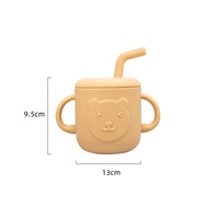 Gobelet d'apprentissage pour tout-petits avec motif de dessin animé, sans BPA, en silicone, gobelets d'apprentissage pour bébés, gobelet à eau pour enfants avec paille