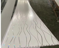 Panneau de plafond en PVC blanc doré, stratifié plastique - Design artistique moderne, forme carrée, durable, imperméable, dalles de plafond, garantie 5 ans