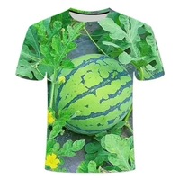 3D digitaal printen Ronde hals, korte mouwen, zomerfruit, watermeloenpatroon, best verkocht, casual, comfortabel, ademend shirt