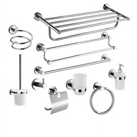 Porte-serviettes et étagère de rangement en acier inoxydable chromé, ensemble mural moderne et minimaliste pour salle de bain