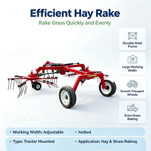 Râteau à foin rotatif à <span class=keywords><strong>double</strong></span> disque motorisé haute productivité, équipement agricole à entraînement par prise de force (PTO), attelé trois points pour l'agriculture - Product Image 6