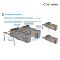 Poste de travail modulaire moderne pour bureau, pour 6 à 8 personnes, design ergonomique personnalisable avec élévation pneumatique