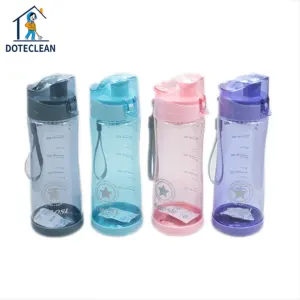 Botol Air Plastik 550 Ml, Cangkir Warna-warni Portabel Olahraga Luar Ruangan & Kebugaran Perjalanan Minum dengan Sedotan