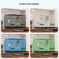 Cage à oiseaux pliable en métal pour perroquets et petits oiseaux, espacement des fils de 1 cm, avec portes d'alimentation, aucun assemblage requis