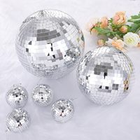 Boules disco en verre rouge, or et argent, fabriquées à la main, écologiques, pour décorations de Noël et de mariage, vente en gros d'usine