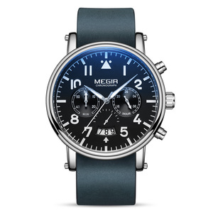 Nuevo reloj para hombre, elegante reloj de cuarzo con calendario multifuncional con esfera de cuero genuino - Product Image 1