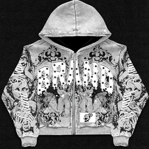 Full <b>Zip</b> Casual Fashion Men Hoodies Men's Loose Fit Graphic Print Hoodie with Zipper Urban Streetwear Fashion Men Hoodies - Product Image 2