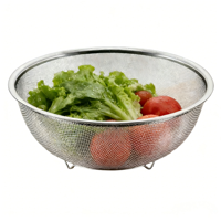 Keranjang Saringan Dapur Stainless Steel 304 25/28cm, Aman untuk Mesin Cuci Piring, Multifungsi, untuk Menyaring Buah, Nasi, dan Biji-bijian