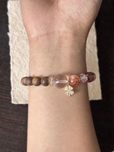 Pulsera de Cuarzo Fantasma Rojo Abundante con Cuentas de Aromaterapia de Rosa Bohemia para Aniversario, Brazalete de Cuentas de Moda - Product Image 4