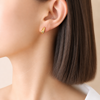 Boucles d'oreilles minimalistes en acier inoxydable 316, semi-creuses, géométriques, en forme de goutte d'eau, plaquées or 18 carats, bijoux Kaishee