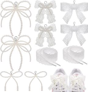Pcs Pearls Lace Bow <b>Shoe</b> Charms For Sneakers <b>Decorations</b> Bowknot Buckle Pearl Beaded Chain Coquette Aesthetic DIY <b>Shoe</b> Lace Snea - Product Image 1