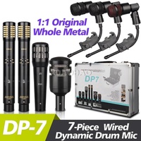 Kit de microphones de batterie professionnels 7 pièces, micros dynamiques pour instruments DP7, pour batterie, performance live, enregistrement sur scène